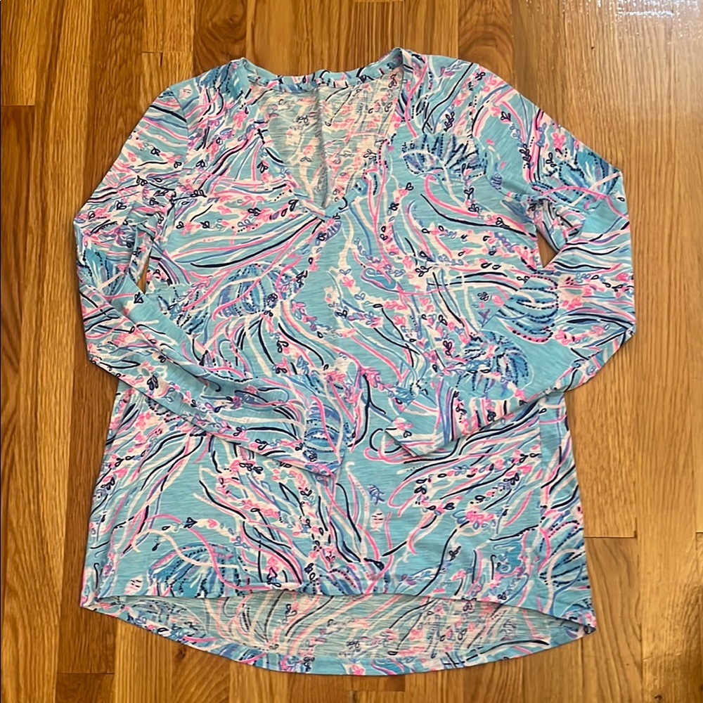 Lily Pulitzer Multicolored V-Neck Long Sleeve Blouse